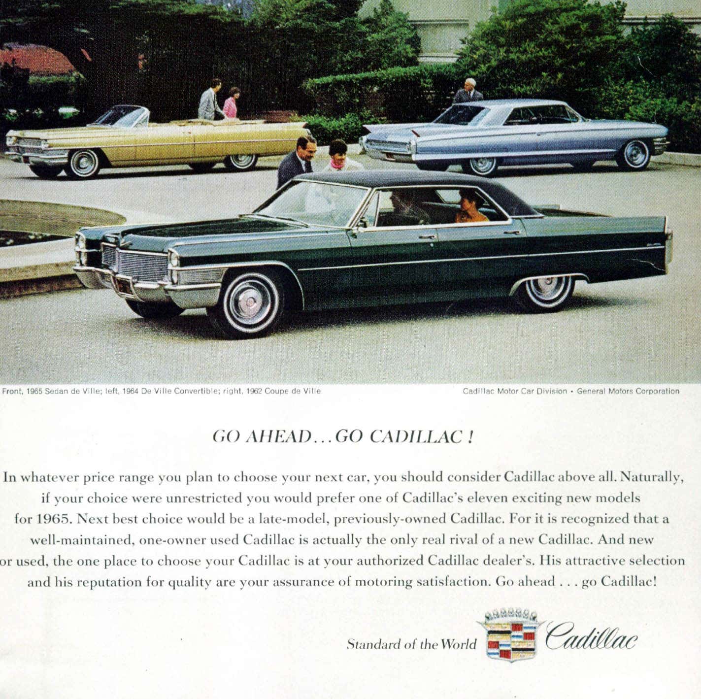 Iklan majalah Cadillac tahun 1965 yang menampilkan tagline 'Standar Dunia'